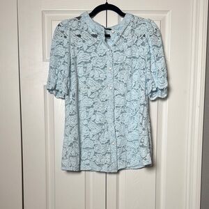 Chic Light Blue Lace Blouse